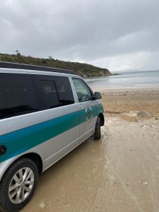West Country VW Camper Hire campervan on beach